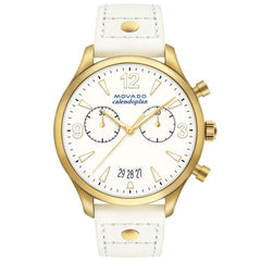 Movado Unisex Strap Watch - Heritage Calendoplan Chronograph White Dial | 3650026