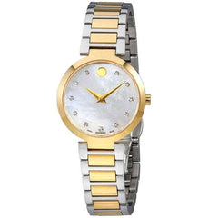 Movado Women's Diamond Watch - Modern Classic MOP Dial Two Tone Bracelet | 0607103
