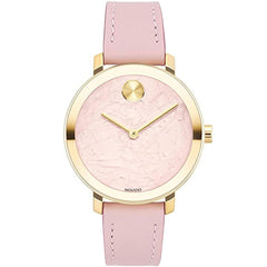 Movado Women's Quartz Watch - Bold Evolution Rose Dial Pink Leather Strap | 3600701