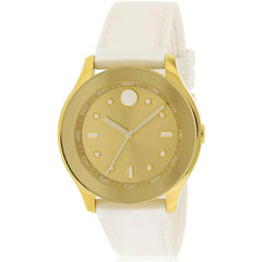 Movado Women's Quartz Watch - Bold Gold Tone Dial White Silicone Strap | 3600410
