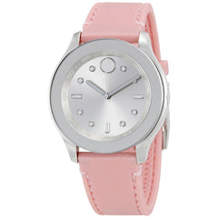 Movado Women's Quartz Watch - Bold Silver Tone Dial Pink Silicone Strap | 3600414