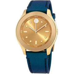 Movado Women's Quartz Watch - Bold Yellow Gold Tone Dial Rubber Strap | 3600428
