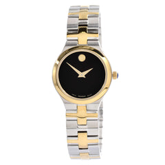 Movado Women's Quartz Watch - Juro Black Dial Two Tone Bracelet | 0607445