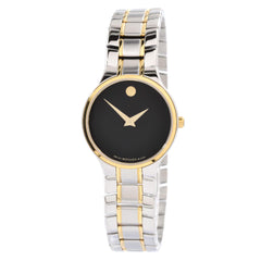 Movado Women's Quartz Watch - Serio Black Dial Two Tone Bracelet | 0607289