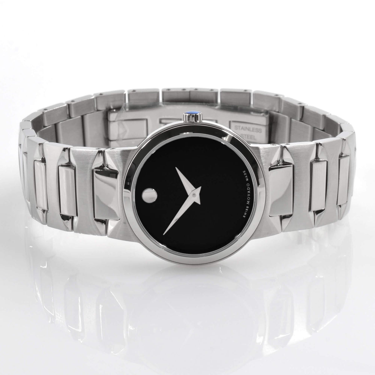 Movado Women\'s Watch 0606893 Amorosa Black Dial Swiss Quartz Two Tone Steel 24mm Movado Amorosa Womens Diamond Watch with Black Dial and  main image 3