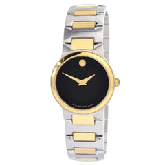 Movado Women's Quartz Watch - Temo Black Dial Two Tone Case Bracelet | 0607296