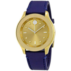 Movado Women's Strap Watch - Bold Swiss Quartz Gold Dial Blue Silicone | 3600413