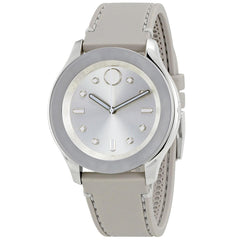 Movado Women's Strap Watch - Bold Swiss Quartz Silver Dial Grey Silicone | 3600412