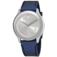 Movado Women's Strap Watch - Bold Swiss Quartz Silver Tone Dial Blue Rubber | 3600427