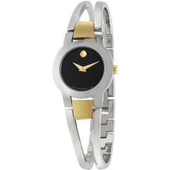 Movado Women's Watch - Amorosa Two Tone Stainless Steel Bracelet Black Dial | 0606893