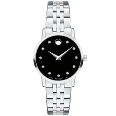 Movado Women's Watch Museum Classic Diamond Black Dial Quartz Bracelet 0607207