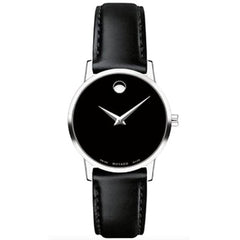 Movado Women's Watch - Museum Classic Silver Tone Case Black Dial Strap | 0607317