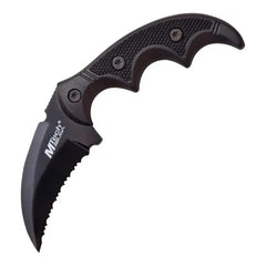 MTech USA Knife - Black Finish Serrated Stainless Hawkbill Fixed Blade | MT-20-63BK