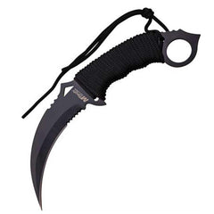 MTech USA Knife - Black Fixed Partially Serrated Steel Karambit Blade | MT-20-76BK