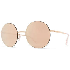 Mykita Unisex Sunglasses - Full Rim Champagne Gold Black Metal Round Frame | YOKO 342