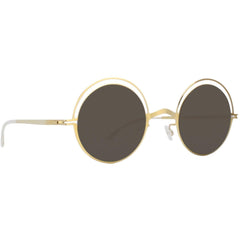 Mykita Unisex Sunglasses - Full Rim Glossy Gold Round Shaped Frame | BUENO GG_BK/B