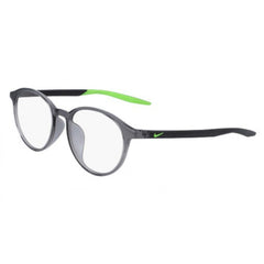 Nike Unisex Eyeglasses - Dark Grey/Electric Green Plastic Round Frame | NIKE 7264AF 63