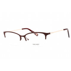 Nine West Women's Eyeglasses - Half Rim Burgundy Metal Rectangular Frame | NW1090 650