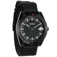 Nixon A355001 Men's The Rover Black Dial Black Canvas & Leather Strap Watch