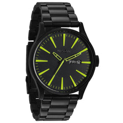 Nixon A3561256 Men's The Sentry SS All Black Lum Black Dial Black IP Steel Watch