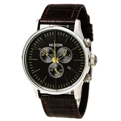 Nixon A4051887 Men's Sentry Chrono Brown Dial Brown Leather Strap Watch