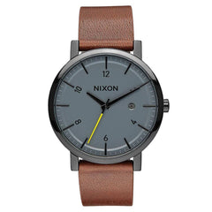 Nixon A945017 Men's Rollo Charcoal Dial Brown Leather Strap Watch