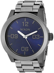 Nixon Men's Bracelet Watch - Corporal SS Quartz Blue Dial Grey Steel | A3462065