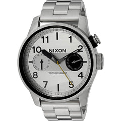 Nixon Men's Bracelet Watch - Safari Deluxe Silver Tone, Black & Grey Dial | A976130