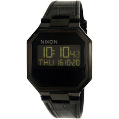 Nixon Men's Digital Watch - Re-Run Leather Black Strap | A944840