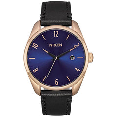 Nixon Men's Quartz Watch - Bullet Blue Dial Rose Gold Tone Case Black Strap | A4732763