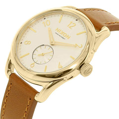 Nixon Men's Quartz Watch - C39 White & Silver Tone Dial Brown Strap | A4592227