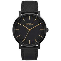 Nixon Men's Quartz Watch - Porter Leather Black Dial Black Strap | A10581031