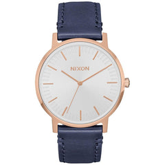 Nixon Men's Quartz Watch - Porter Leather White Dial Blue Strap | A10582941