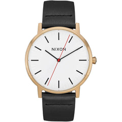 Nixon Men's Quartz Watch - Porter White Dial Black Genuine Leather Strap | A10583157
