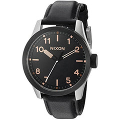 Nixon Men's Quartz Watch - Safari Leather Black Dial Black Strap | A9752051