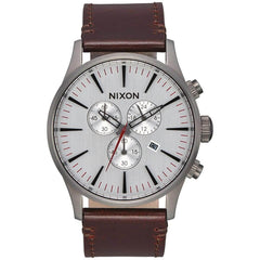 Nixon Men's Quartz Watch - Sentry Chrono Leather Brown Strap | A4052665