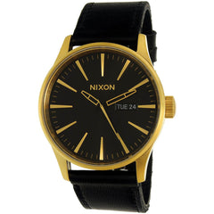 Nixon Men's Quartz Watch - Sentry Leather Black Dial Black Strap | A105513