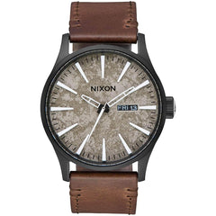 Nixon Men's Quartz Watch - Sentry Leather Brown & Beige Dial Brown Strap | A1052687