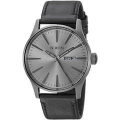 Nixon Men's Quartz Watch - Sentry Leather Gunmetal Dial Bracelet | A1051531