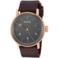 Nixon Men's Quartz Watch - Stark Leather Gunmetal Dial Brown Strap | A11942001