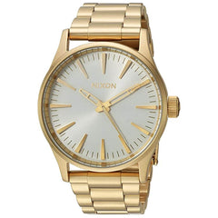 Nixon Men's Quartz Watch - The Sentry Silver Tone Dial Yellow Gold Bracelet | A4502443