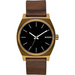 Nixon Men's Quartz Watch - Time Teller Brown Leather Strap YG Steel Case | A0453053