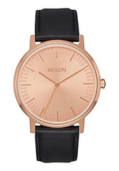 Nixon Men's Strap Watch - Porter Leather Rose Gold Dial Black Leather | A10581932