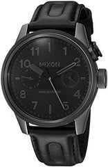 Nixon Men's Strap Watch - Safari Deluxe Leather Black Dial Quartz | A977680