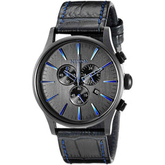 Nixon Men's Strap Watch - Sentry Chrono Leather Black Dial | A4052153