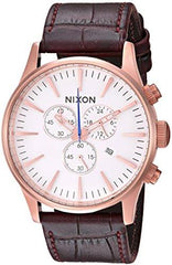 Nixon Men's Strap Watch - Sentry Chrono Leather White Dial | A4052459