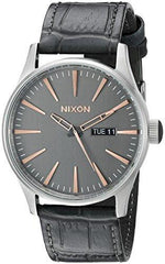 Nixon Men's Strap Watch - Sentry Leather Japanese Quartz Grey Leather | A1052145