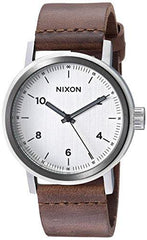 Nixon Men's Strap Watch - Stark Leather Japanese Quartz Silver Dial Brown | A11942092
