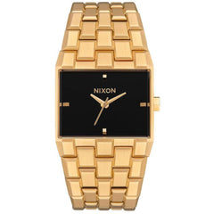 Nixon Quartz Watch - Ticket Black Dial Yellow Gold Steel Bracelet | A1262510