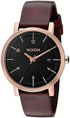 Nixon Unisex Strap Watch - Unisex Rollo 38 Black Dial Brown Leather | A9841098